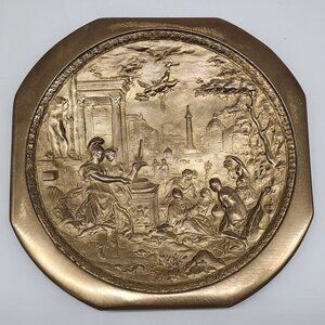 Brass Plate Hanging Roman Scene Universal Statuary Minerva Athena Hans Jakob Bay